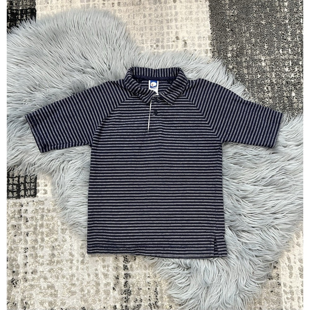Vintage Gymboree Brand Boys Navy Striped Polo Size Large (5Y)
